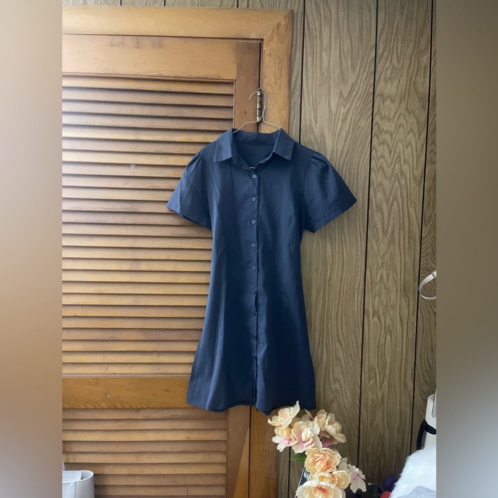 Blue button up dress
